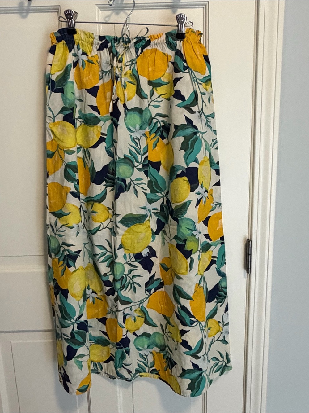H&M Flared Maxi Skirt Lemons Print - sz S - 100% cotton